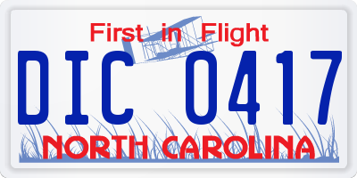 NC license plate DIC0417