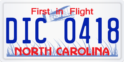 NC license plate DIC0418