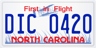 NC license plate DIC0420