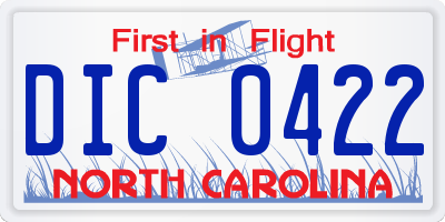 NC license plate DIC0422