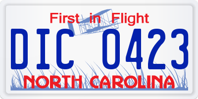 NC license plate DIC0423