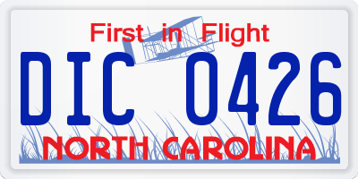 NC license plate DIC0426