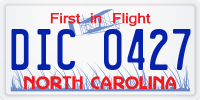 NC license plate DIC0427