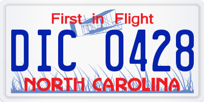NC license plate DIC0428