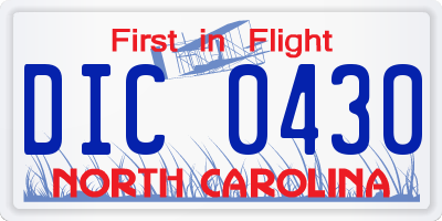 NC license plate DIC0430