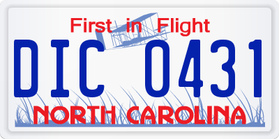 NC license plate DIC0431