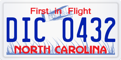 NC license plate DIC0432