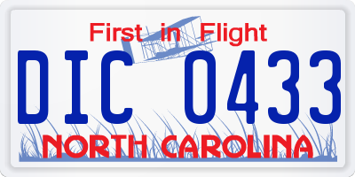 NC license plate DIC0433