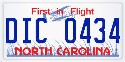 NC license plate DIC0434