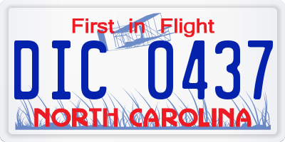 NC license plate DIC0437