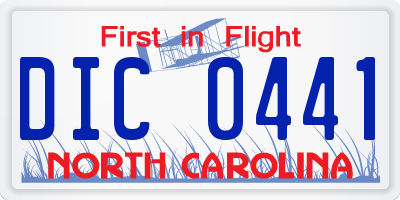 NC license plate DIC0441