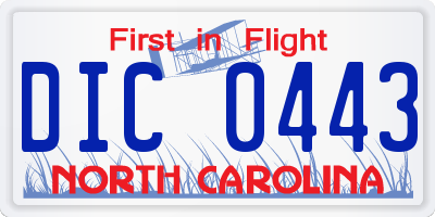 NC license plate DIC0443