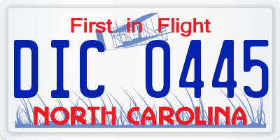 NC license plate DIC0445