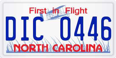 NC license plate DIC0446