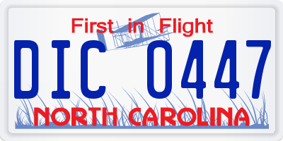 NC license plate DIC0447
