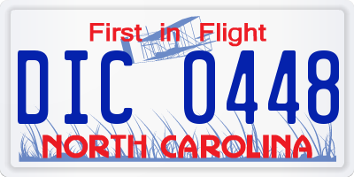 NC license plate DIC0448