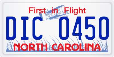 NC license plate DIC0450