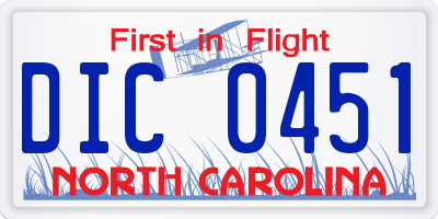 NC license plate DIC0451