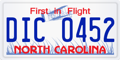 NC license plate DIC0452