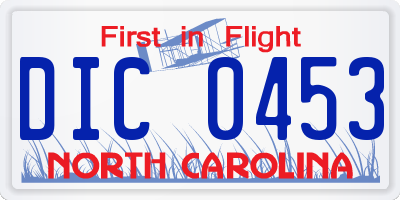 NC license plate DIC0453
