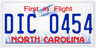 NC license plate DIC0454