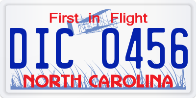 NC license plate DIC0456