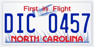 NC license plate DIC0457