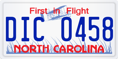 NC license plate DIC0458