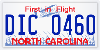 NC license plate DIC0460