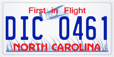 NC license plate DIC0461