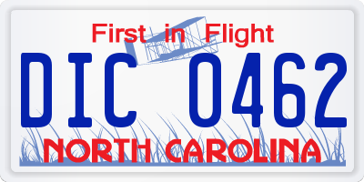 NC license plate DIC0462