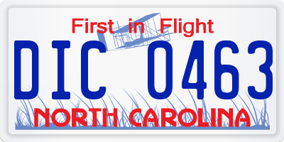 NC license plate DIC0463