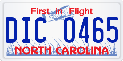 NC license plate DIC0465
