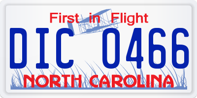 NC license plate DIC0466