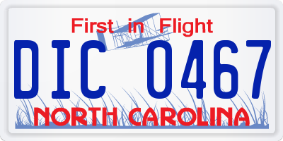 NC license plate DIC0467