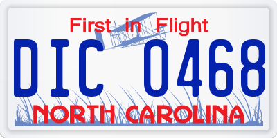 NC license plate DIC0468