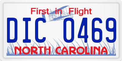 NC license plate DIC0469