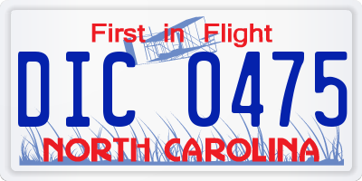 NC license plate DIC0475