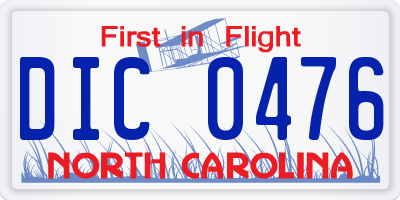 NC license plate DIC0476