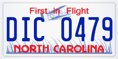 NC license plate DIC0479