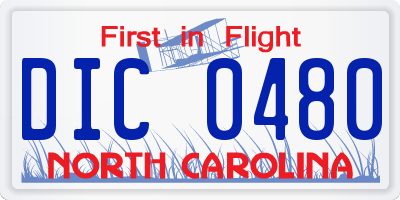 NC license plate DIC0480