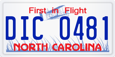 NC license plate DIC0481