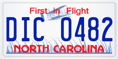 NC license plate DIC0482