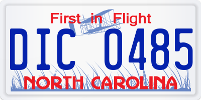 NC license plate DIC0485
