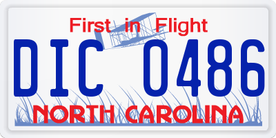 NC license plate DIC0486
