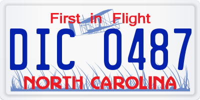 NC license plate DIC0487