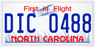 NC license plate DIC0488