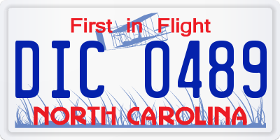 NC license plate DIC0489