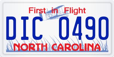 NC license plate DIC0490
