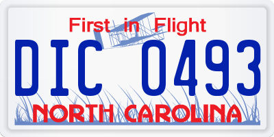 NC license plate DIC0493
